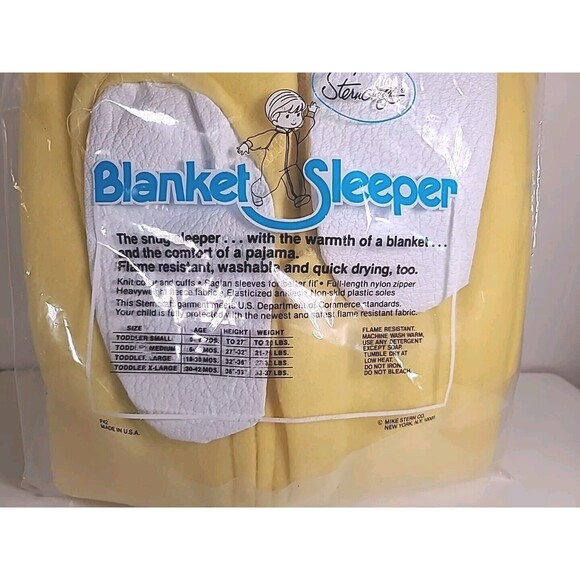 NOS VTG Blanket Sleeper Footed Pajama Yellow Bear Sterncraft Toddler Large USA - Picture 6 of 6